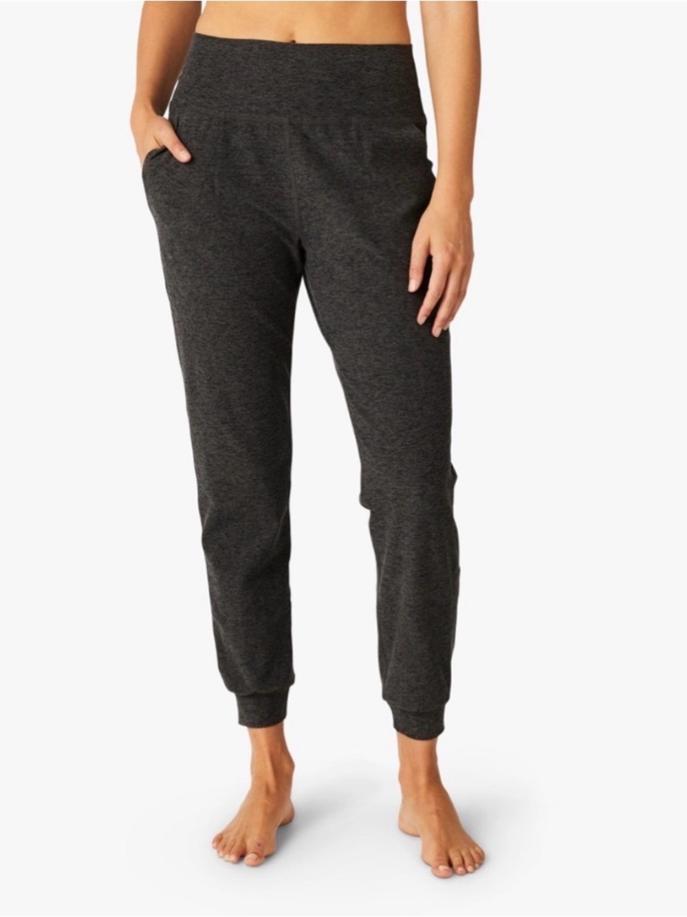Beyond Yoga • Space dyed heathered charcoal midi jogger